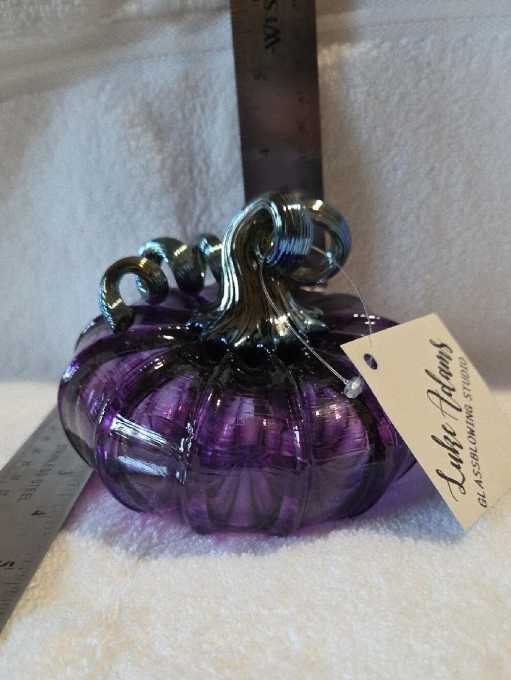 Handblown Purple Glass Pumpkin by